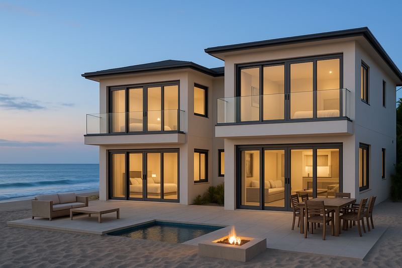 Casa frente al mar con ventanales de PVC
